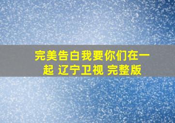 完美告白我要你们在一起 辽宁卫视 完整版